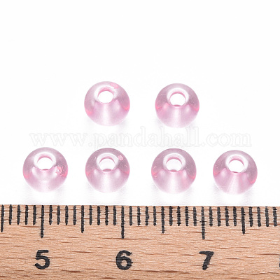 透明なアクリルビーズ  ラウンド  ピンク  6x5mm  穴：1.8mm  約4400個/500g&nbsp;MACR-S370-A6mm-702-1