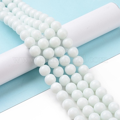 ガラスビーズ連売り  ラウンド  ホワイト  10mm  穴：1mm  約33個/連  12インチ&nbsp;GR10mm26Y-1