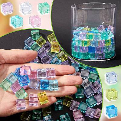 プラスチックビーズ  穴がない  正方形  ミックスカラー  11x11x11.5mm  100pc&nbsp;KY-CP0001-16B-1