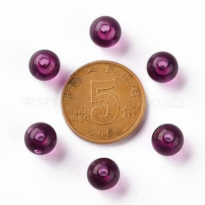 透明なアクリルビーズ  ラウンド  マゼンタ  8x7mm  穴：2mm  約1745個/500g&nbsp;MACR-S370-A8mm-743-1