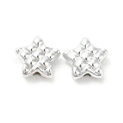 メッキccbプラスチックビーズ  スター  プラチナ  18.5x20.2x9.3mm  穴：3mm&nbsp;PACR-C004-10P-1