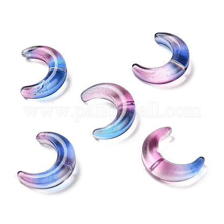 グラデーション手作りランプワーク ビーズ  ムーン  ブルー  16.5x13x5.5mm  穴：1mm&nbsp;LAMP-C005-02A-1