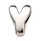 Brass Beads, Long-Lasting Plated, Rack Plating, Lead Free & Cadmium Free, Platinum, Letter Y, 21x14x7mm, Hole: 18x4mm
