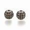 Alloy Bead, with Rhinestone, Round, Jet, Gunmetal, 8x8mm, Hole: 1.5mm