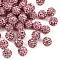 Polymer Clay Rhinestone Beads, Pave Disco Ball Beads, Grade A, Half Drilled, Round, Light Rose, PP9(1.5.~1.6mm), 6mm, Hole: 1.2mm
