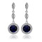 Brass Rhinestone Dangle Stud Earrings, Flat Round, Blue, 31x11mm