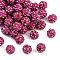 Polymer Clay Rhinestone Beads, Pave Disco Ball Beads, Grade A, Half Drilled, Round, Fuchsia, PP9(1.5.~1.6mm), 6mm, Hole: 1.2mm