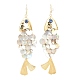 合金ダングルピアス  魚  シェルと  ゴールドカラー  120x31~33mm&nbsp;EJEW-D349-01G-3