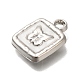 合金ペンダント  シルバーチャーム  長方形  17x12x2.6mm  穴：2.2mm&nbsp;FIND-M041-06P-01-2