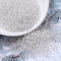 MIYUKIラウンドロカイユビーズ  日本製シードビーズ  11/0  （rr1)シルバーラインクリスタル  11/0  2x1.3mm  穴：0.8mm  約1111個/10g&nbsp;X-SEED-G007-RR0001