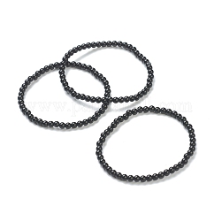 女性のための丸いガラスビーズストレッチブレスレット  ブラック  ビーズ：4~5mm  内径：2-1/4インチ（5.65cm）