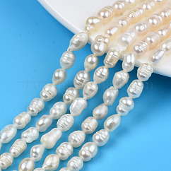天然養殖淡水パールビーズ連売り  ねじり模様  ライス  貝殻色  6~12x5.5~6.5mm  穴：0.7mm  約43~45個/連  13.78インチ〜14.13インチ（35cm〜35.9cm）
