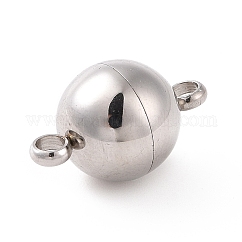 変色しにくい304ステンレススチールのループ付きマグネット留め具  ラウンド  ステンレス鋼色  16x10mm  穴：2mm