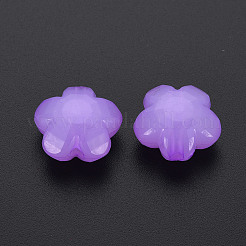 模造ゼリーアクリルビーズ  花  多面カット  暗い蘭  17x17.5x10mm  穴：2mm  約211個/311g&nbsp;LS-MACR-S373-87-E04