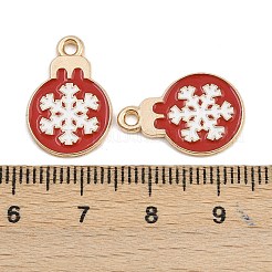 クリスマステーマ合金エナメルペンダント  カドミウムフリー＆鉛フリー  ライトゴールド  スノーフレーク  19x13x1mm  穴：1.6mm&nbsp;FIND-I065-02J-KCG01