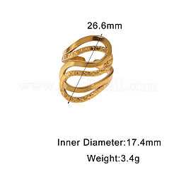 304ステンレススチールオープンカフリング  ナゲット  18KGP本金メッキ  内径：17.4mm&nbsp;WGEC3B2-02