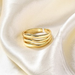 女性用ラックメッキ真鍮カフキュービック指輪  長持ちメッキ  18KGP本金メッキ  11mm  調整可能&nbsp;RJEW-M028-24G