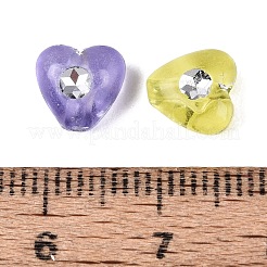 プラスチック製のハート型ビーズ  シルバーライン入り  ミックスカラー  7.5x8x4.5mm  穴：1.5mm  約4166個/500g&nbsp;KY-Q002-02