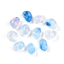 透明なアクリルビーズ  ナゲット  ツートン  ライトスカイブルー  5~6.5x8.5x5~6mm  穴：1.5mm  約111個/20g&nbsp;X1-TACR-T028-42B