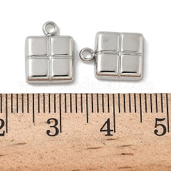 304ステンレスペンダント  スクエアチャーム  ステンレス鋼色  12.5x9.5x2.5mm  穴：1.6mm&nbsp;STAS-D127-06P
