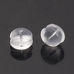 ラバーイヤーナット  ピアスバックキャッチ  透明  5x5x4mm  穴：0.5mm&nbsp;X-KK-T021-19