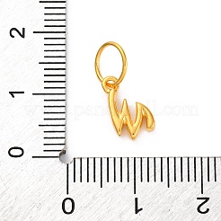 丸カン付きスターリングシルバーレターチャーム925個  ゴールドカラー  文字W  10.5x6.5x2mm  穴：5mm&nbsp;LS-STER-R008-01G-W