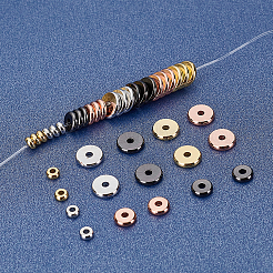 80個 8スタイル 真鍮スペーサービーズ  ディスク  ミックスカラー  4x1.6mm  穴：1.5mm  10個/スタイル&nbsp;KK-AR0002-23
