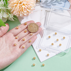 真鍮マイクロパヴェキュービックジルコニアビーズ20個  花  ニッケルフリー  18KGP本金メッキ  5x5x4.5mm  穴：1.2mm&nbsp;KK-UN0005-82