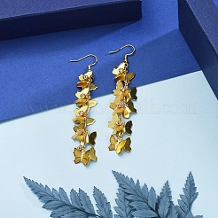ダングルピアス  真鍮のペンダント付き  クリスタルラインストーンと316サージカルステンレススチールのピアスフック  フラットラウンドバタフライ  ゴールドカラー  90mm  ピン：0.7mm&nbsp;EJEW-JE04101-01