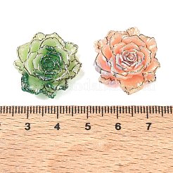 不透明樹脂とグリッターパウダーのカボション  花バラ  ミックスカラー  22x25x7mm&nbsp;RE-CBA240F-02