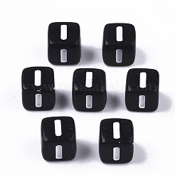 不透明なアクリルビーズ  水平穴  アルファベットスタイル  キューブ  ブラック＆ホワイト  文字.i  5x5x5mm  穴：2mm  約5000個/500g&nbsp;SACR-N002-01I