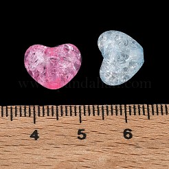 クリアクラックアクリルビーズ  ハート  ミックスカラー  10x12.5x8.5mm  穴：2.5mm  約770個/500g&nbsp;AC-CBA4496-09