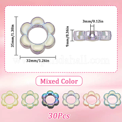 エナメルビーズ付き透明アクリル30個  花  ミックスカラー  35x32x9mm  穴：3mm&nbsp;MACR-SP0001-04