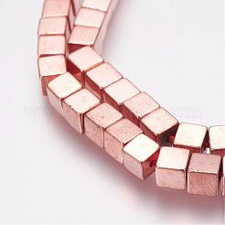 磁気無し合成ヘマタイトビーズ連売り  キューブ  ミックスカラー  4x4x4mm  穴：1mm  約94個/連  15.7インチ（40cm）&nbsp;G-G652-14