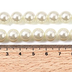 環境に優しい染色ガラスパールラウンドビーズ連売り  グレードA  コットンコードねじ切り  ベージュ  10mm  穴：0.7~1.1mm  約42個/連  15インチ&nbsp;HY-A002-10mm-RB011