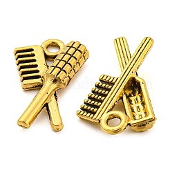 合金のチベット風チャーム  くし  鉛フリー＆カドミウムフリー  アンティーク黄金  20x12x3mm  穴：1.8mm  約500個/500g&nbsp;TIBEP-T052-02AG-RS