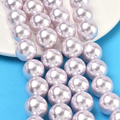 電気めっきシェルパールビーズ連売り  ラウンド  ライラック  14mm  穴：0.9mm  約28~29個/連  15.75''（40センチメートル）&nbsp;BSHE-G041-14mm-06