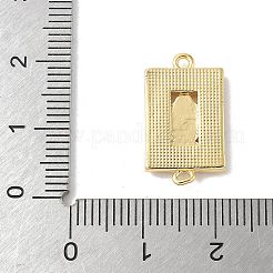 真鍮パヴェ天然ホワイトシェル宗教コネクタチャーム  長方形のバージンリンク  長持ちメッキ  鉛フリー＆カドミウムフリー  ラックめっき  18KGP本金メッキ  19.5x11x2mm  穴：1.2mmと1.4mm&nbsp;KK-S522-04B-G
