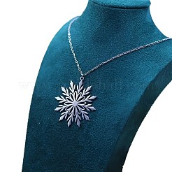 クリスマス 304 ステンレススチール スノーフレークペンダントネックレス  変色しない  ステンレス鋼色  15.75インチ（40cm）&nbsp;FS-WG2B4AB-01