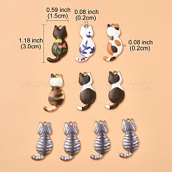 メッキ合金エナメルチャームラック  ライトゴールド  猫のチャーム  ミックスカラー  30x15x2mm  穴：2mm&nbsp;ENAM-YW0003-70