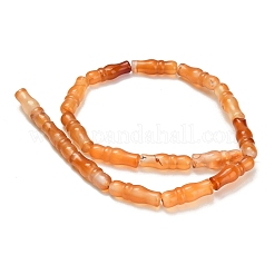 天然石瑪瑙ビーズ連売り  染め＆加熱  竹の形  オレンジ  25x8~8.5mm  穴：1.5mm  約16個/連  15.75''（40センチメートル）&nbsp;G-Z144-A02-01F