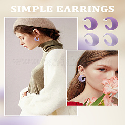 4ペア2色アクリルC字スタッドピアス  ミックスカラー  37.5x16mm  2ペア/カラー&nbsp;EJEW-LP0001-63