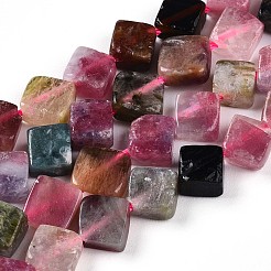 天然のマルチカラートルマリンビーズ連売り  菱形  6~7.5x6~8x2~4mm  穴：0.7mm  約61~62個/連  15.75~16.02''（40~40.7センチメートル）&nbsp;G-T140-04B
