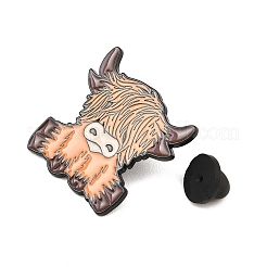 黒のエナメルピン  ヤク  バックパック服用塗装合金バッジ  オレンジ  29x29.5mm&nbsp;JEWB-K032-01EB