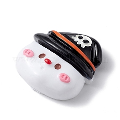ハロウィーン不透明樹脂カボション  ホワイト  ゴースト模様  24x23.5x9.2mm&nbsp;CRES-B010-01A-07