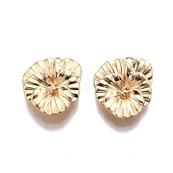 イオンプレーティング(ip)真鍮コネクタチャーム  ニッケルフリー  花のリンク  18KGP本金メッキ  18x15.5x3.5mm  穴：1.2mm&nbsp;X-KK-C005-06G