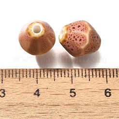 ヴィンテージスタイルの釉薬をかけた陶磁器ビーズ  多面カット双円錐形  ダークサーモン  11.5x10mm  穴：2mm&nbsp;PORC-H013-01-20
