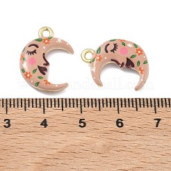 プリント合金ペンダント  ラックめっき  カドミウムフリー＆ニッケルフリー＆鉛フリー  ゴールドカラー  ムーンチャーム  19x14x4.5mm  穴：1.8mm&nbsp;PALLOY-P319-07G-18