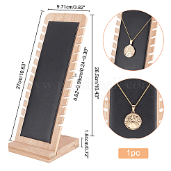 竹材ジュエリーコレクションネックレスディスプレイスタンド  レザー  長方形  ブラック  26.5x10x9.5cm&nbsp;ODIS-WH0005-06A