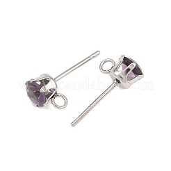 304ステンレススチール製マイクロパヴェキュービックジルコニアスタッドピアス金具  カン付き  インディゴ  9x6.3mm  穴：1.6mm  ピン：0.8mm  トレイ：5mm&nbsp;STAS-H240-56P-07